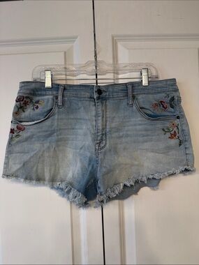 Mossimo Supply Co. Light Blue Denim Embroidered Cutoff Shorts